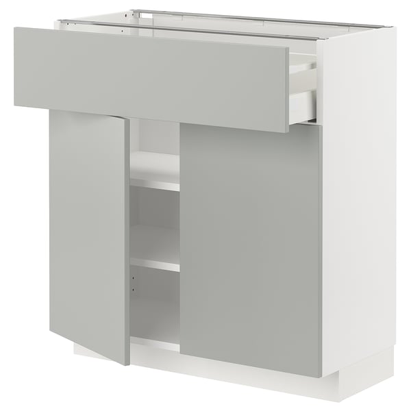 METOD / MAXIMERA base cabinet with drawer/2 doors, white/Havstorp light grey, 80x37 cm