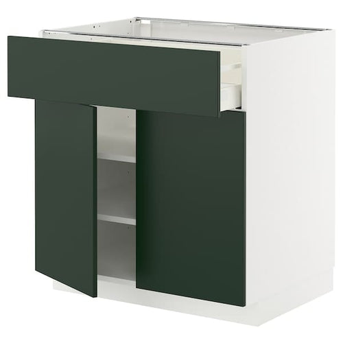 METOD / MAXIMERA - METOD / MAXIMERA Base cabinet with drawer/2 doors, white/Havstorp deep green, 80x60 cm