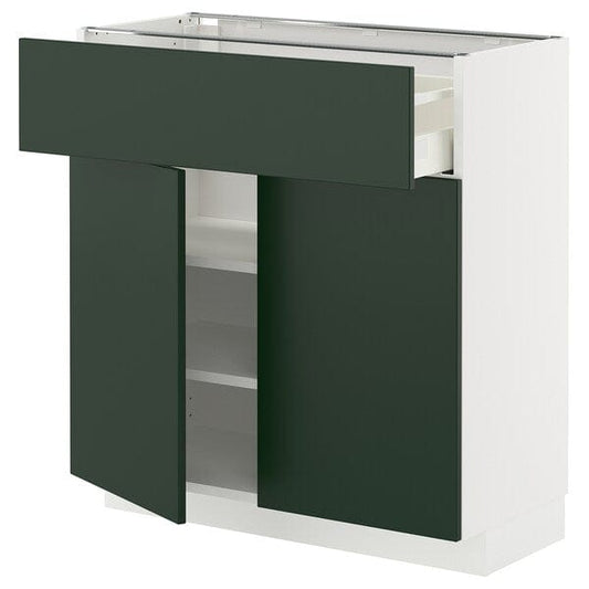 Ikea METOD / MAXIMERA - Base cabinet with drawer/2 doors, white/Havstorp deep green, 80x37 cm