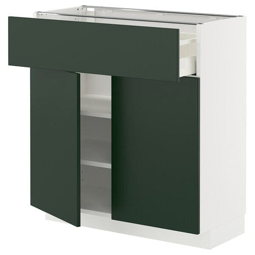 METOD / MAXIMERA - METOD / MAXIMERA Base cabinet with drawer/2 doors, white/Havstorp deep green, 80x37 cm