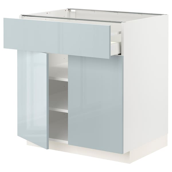 Ikea METOD / MAXIMERA - Base cabinet with drawer/2 doors, white/Kallarp light grey-blue, 80x60 cm