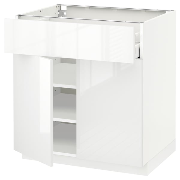 METOD / MAXIMERA base cabinet with drawer/2 doors, white/Ringhult white, 80x60 cm