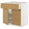 METOD / MAXIMERA base cabinet with drawer/2 doors, white/Voxtorp oak effect, 80x60 cm