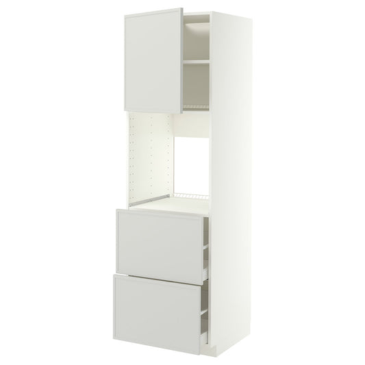 METOD / MAXIMERA hi cab f ov w dr/2 frnts/2 hi drwrs, white/Aspudden light grey, 60x60x200 cm