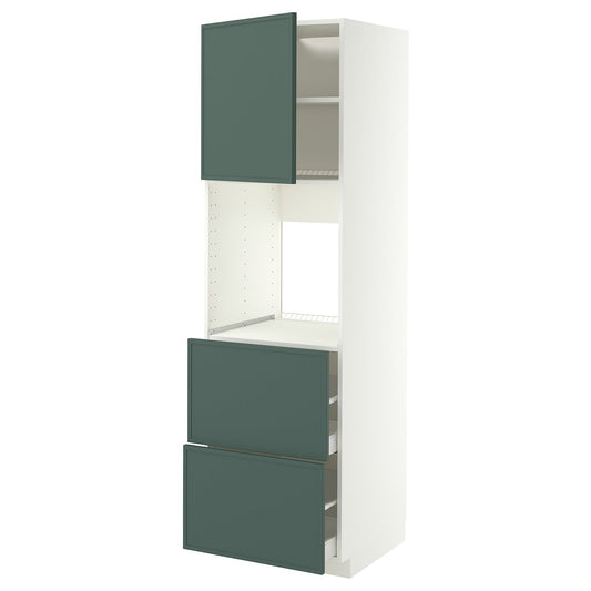 METOD / MAXIMERA hi cab f ov w dr/2 frnts/2 hi drwrs, white/Aspudden dark grey-green, 60x60x200 cm