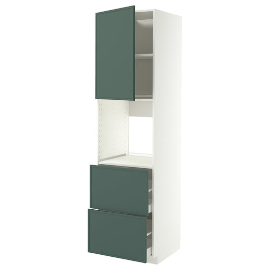 METOD / MAXIMERA hi cab f ov w dr/2 frnts/2 hi drwrs, white/Aspudden dark grey-green, 60x60x220 cm