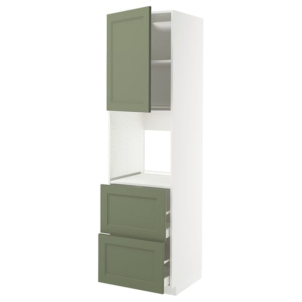 Ikea METOD / MAXIMERA - Oven cabinet/cass/2front/2cass high, white/Axstad gray-green,60x60x220 cm