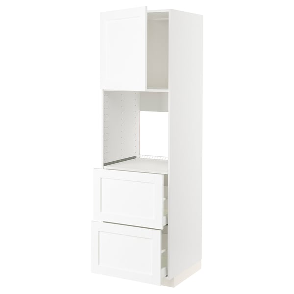 METOD / MAXIMERA hi cab f ov w dr/2 frnts/2 hi drwrs, white Enköping/white wood effect, 60x60x200 cm