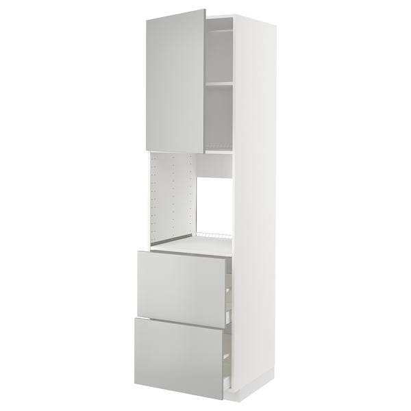METOD / MAXIMERA hi cab f ov w dr/2 frnts/2 hi drwrs, white/Havstorp light grey, 60x60x220 cm