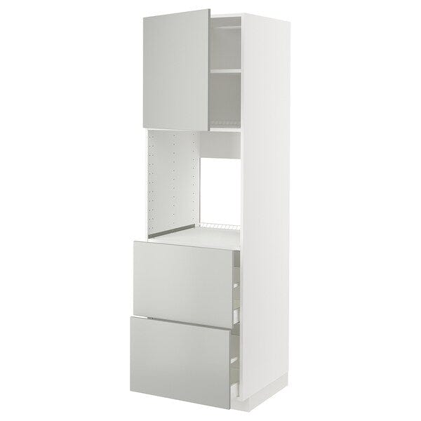 Ikea METOD / MAXIMERA - Hi cab f ov w dr/2 frnts/2 hi drwrs, white/Havstorp light grey, 60x60x200 cm