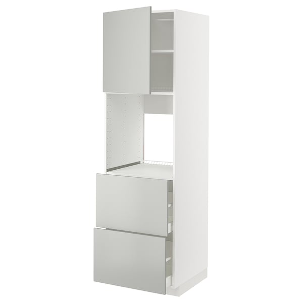 METOD / MAXIMERA hi cab f ov w dr/2 frnts/2 hi drwrs, white/Havstorp light grey, 60x60x200 cm