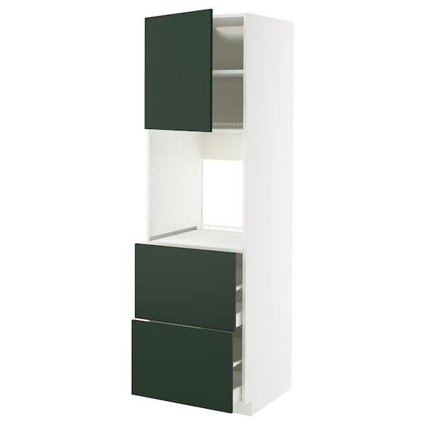 Ikea METOD / MAXIMERA - Hi cab f ov w dr/2 frnts/2 hi drwrs, white/Havstorp deep green, 60x60x200 cm