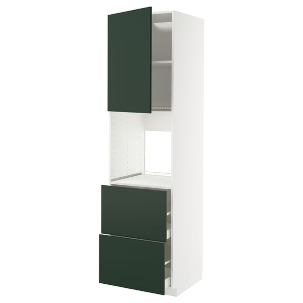 METOD / MAXIMERA hi cab f ov w dr/2 frnts/2 hi drwrs, white/Havstorp deep green, 60x60x220 cm