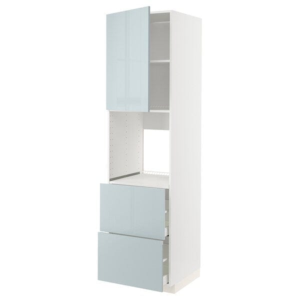 Ikea METOD / MAXIMERA - Hi cab f ov w dr/2 frnts/2 hi drwrs, white/Kallarp light grey-blue , 60x60x220 cm