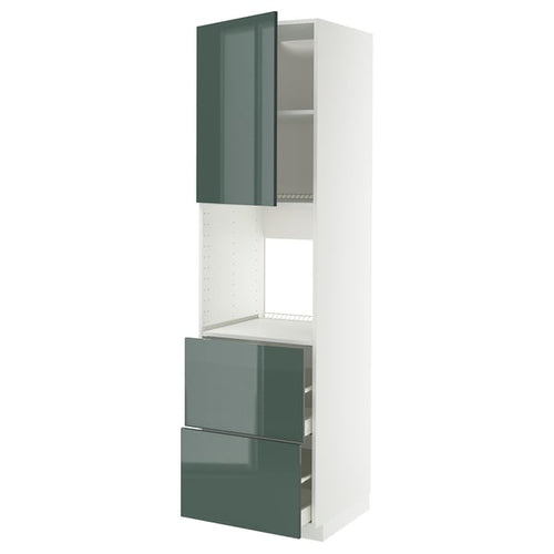 METOD / MAXIMERA hi cab f ov w dr/2 frnts/2 hi drwrs, white/Kallarp high-gloss dark grey-green, 60x60x220 cm