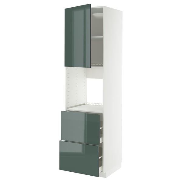 METOD / MAXIMERA - METOD / MAXIMERA Hi cab f ov w dr/2 frnts/2 hi drwrs, white/Kallarp high-gloss dark grey-green, 60x60x220 cm