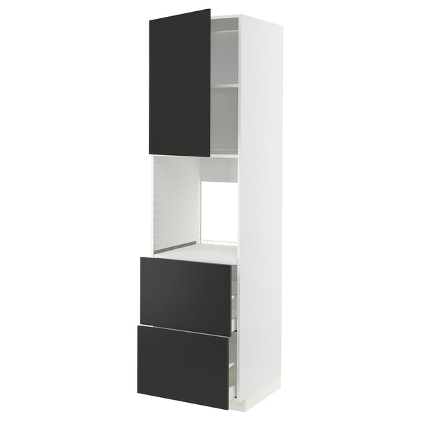 METOD / MAXIMERA - METOD / MAXIMERA Hi cab f ov w dr/2 frnts/2 hi drwrs, white/Nickebo matt anthracite, 60x60x220 cm