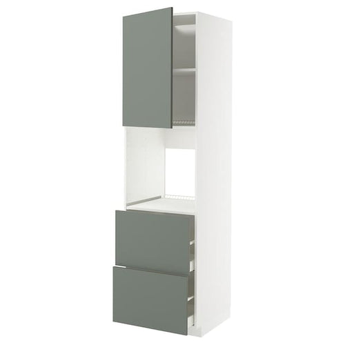 METOD / MAXIMERA - METOD / MAXIMERA Hi cab f ov w dr/2 frnts/2 hi drwrs, white/Nickebo matt grey-green, 60x60x220 cm