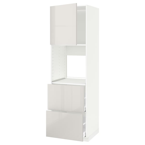 METOD / MAXIMERA hi cab f ov w dr/2 frnts/2 hi drwrs, white/Ringhult light grey, 60x60x200 cm