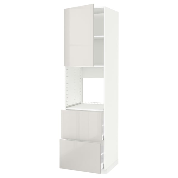 METOD / MAXIMERA hi cab f ov w dr/2 frnts/2 hi drwrs, white/Ringhult light grey, 60x60x220 cm