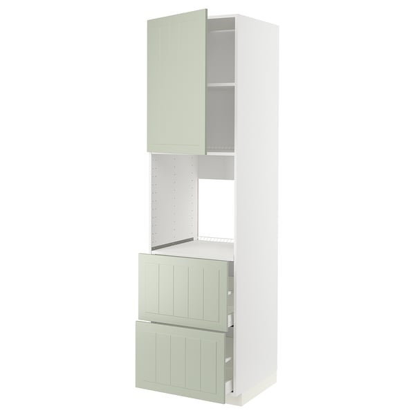 METOD / MAXIMERA hi cab f ov w dr/2 frnts/2 hi drwrs, white/Stensund light green, 60x60x220 cm