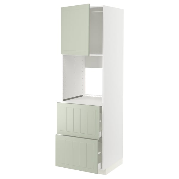 METOD / MAXIMERA hi cab f ov w dr/2 frnts/2 hi drwrs, white/Stensund light green, 60x60x200 cm