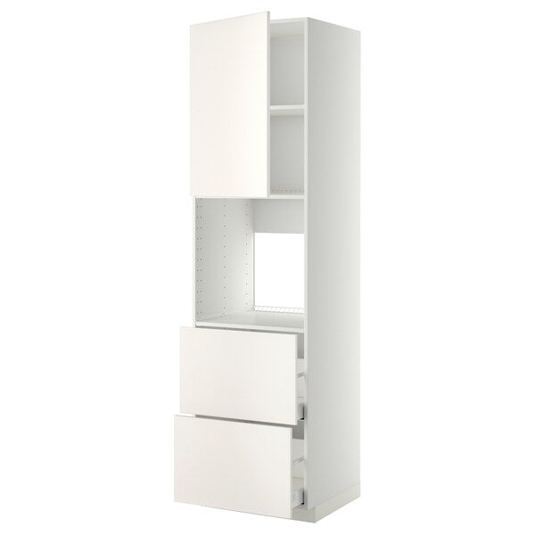 METOD / MAXIMERA - Hi cab f ov w dr/2 frnts/2 hi drwrs, white/Veddinge white , 60x60x220 cm