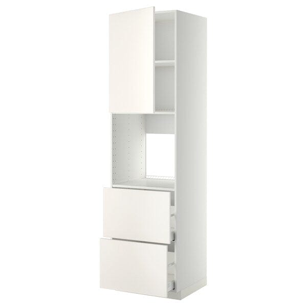 Ikea METOD / MAXIMERA - Hi cab f ov w dr/2 frnts/2 hi drwrs, white/Veddinge white , 60x60x220 cm