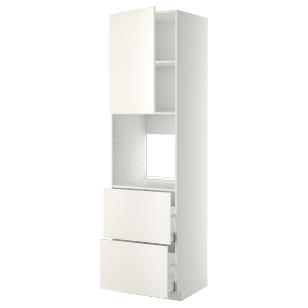 METOD / MAXIMERA hi cab f ov w dr/2 frnts/2 hi drwrs, white/Veddinge white, 60x60x220 cm