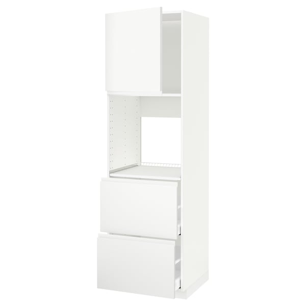 METOD / MAXIMERA hi cab f ov w dr/2 frnts/2 hi drwrs, white/Voxtorp matt white, 60x60x200 cm