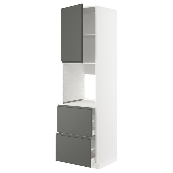 METOD / MAXIMERA hi cab f ov w dr/2 frnts/2 hi drwrs, white/Voxtorp dark grey, 60x60x220 cm