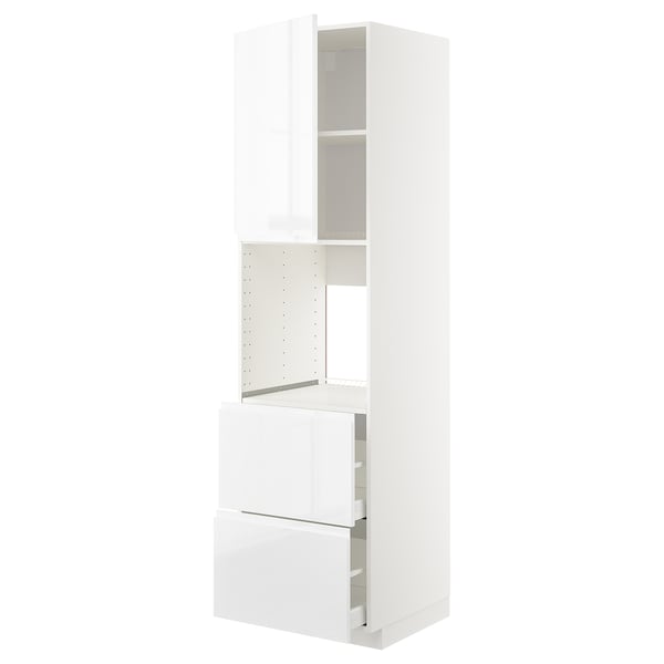 METOD / MAXIMERA - METOD / MAXIMERA Hi cab f ov w dr/2 frnts/2 hi drwrs, white/Voxtorp high-gloss/white, 60x60x220 cm