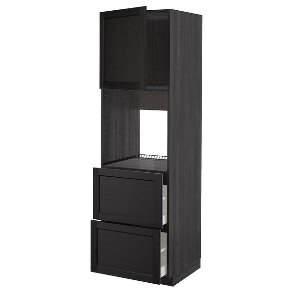 METOD / MAXIMERA - Hi cab f ov w dr/2 frnts/2 hi drwrs, black/Lerhyttan black stained, 60x60x200 cm