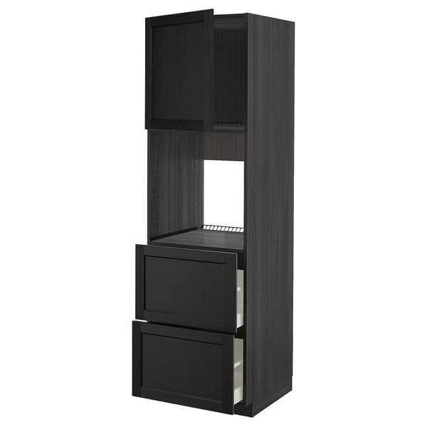 METOD / MAXIMERA - METOD / MAXIMERA Hi cab f ov w dr/2 frnts/2 hi drwrs, black/Lerhyttan black stained, 60x60x200 cm