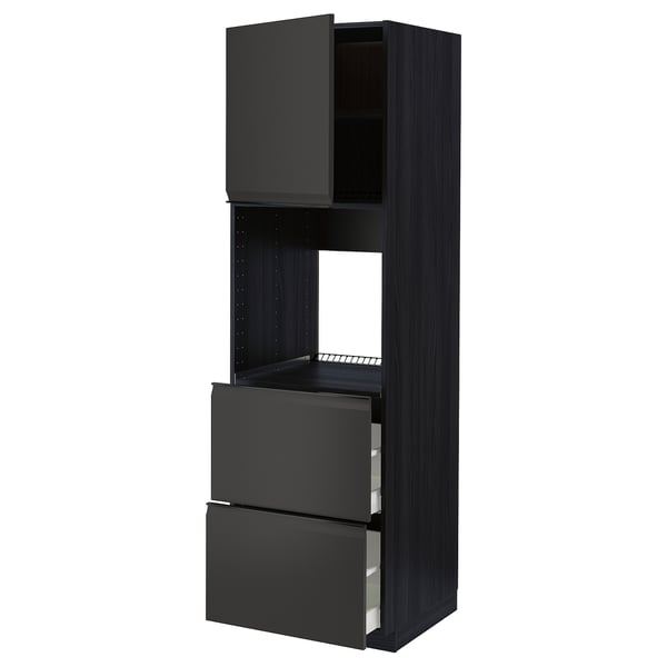 METOD / MAXIMERA - METOD / MAXIMERA Hi cab f ov w dr/2 frnts/2 hi drwrs, black/Upplöv matt anthracite, 60x60x200 cm