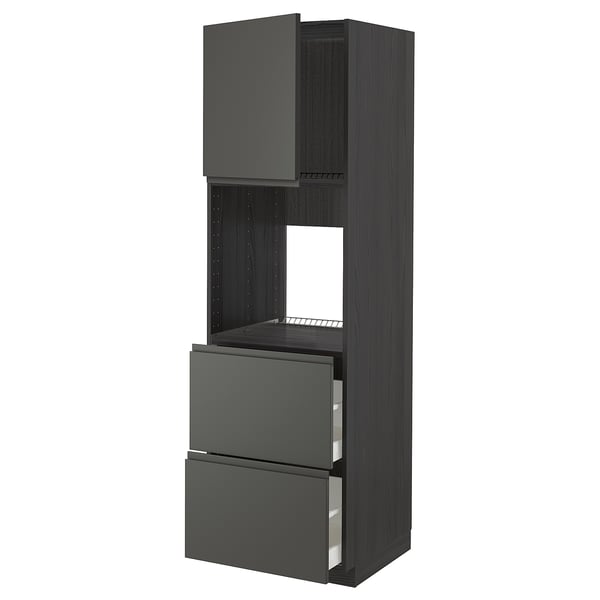 METOD / MAXIMERA - METOD / MAXIMERA Hi cab f ov w dr/2 frnts/2 hi drwrs, black/Voxtorp dark grey, 60x60x200 cm
