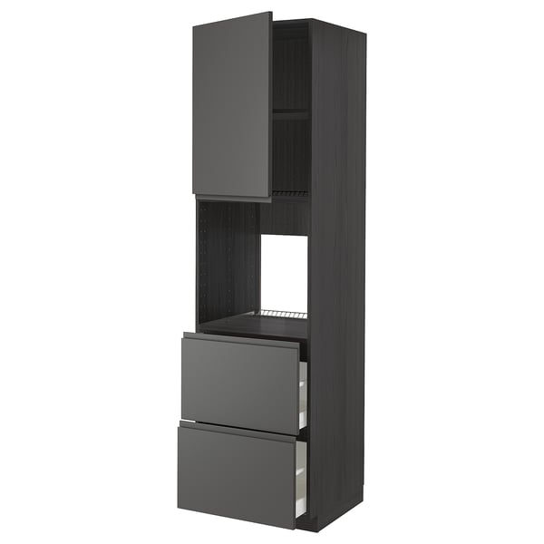 METOD / MAXIMERA - Hi cab f ov w dr/2 frnts/2 hi drwrs, black/Voxtorp dark grey , 60x60x220 cm