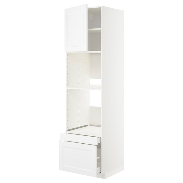METOD / MAXIMERA hi cab f ov/combi ov w dr/2 drwrs, white/Axstad matt white, 60x60x220 cm