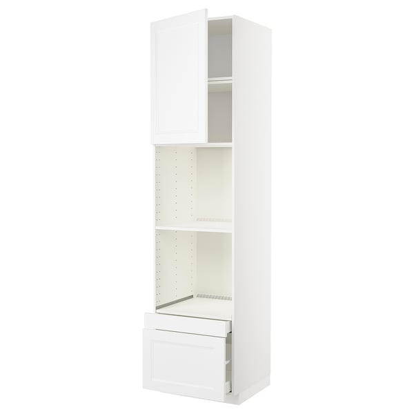 METOD / MAXIMERA - Hi cab f ov/combi ov w dr/2 drwrs, white/Axstad matt white , 60x60x240 cm