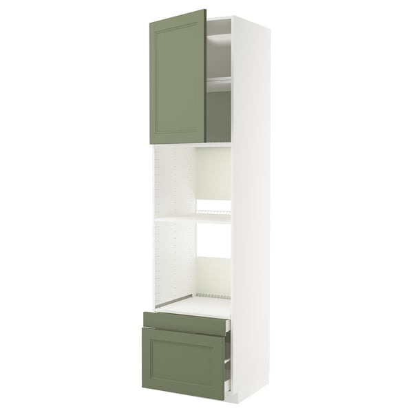 METOD / MAXIMERA hi cab f ov/combi ov w dr/2 drwrs, white/Axstad grey-green, 60x60x240 cm