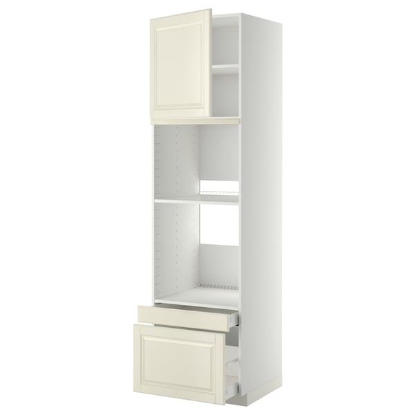 METOD / MAXIMERA hi cab f ov/combi ov w dr/2 drwrs, white/Bodbyn off-white, 60x60x220 cm
