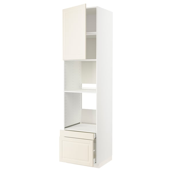 METOD / MAXIMERA hi cab f ov/combi ov w dr/2 drwrs, white/Bodbyn off-white, 60x60x240 cm