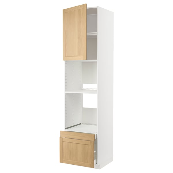 METOD / MAXIMERA - METOD / MAXIMERA Hi cab f ov/combi ov w dr/2 drwrs, white/Forsbacka oak, 60x60x240 cm