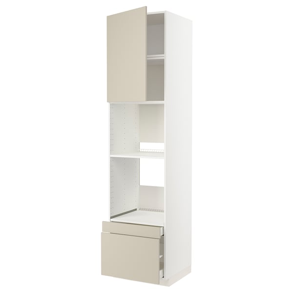 METOD / MAXIMERA - Hi cab f ov/combi ov w dr/2 drwrs, white/Havstorp beige