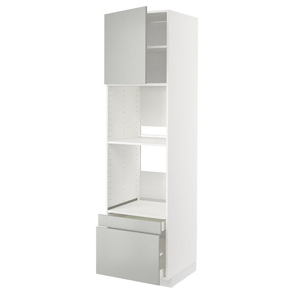 Ikea METOD / MAXIMERA - Hi cab f ov/combi ov w dr/2 drwrs, white/Havstorp light grey, 60x60x220 cm