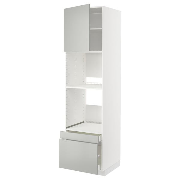 METOD / MAXIMERA - METOD / MAXIMERA Hi cab f ov/combi ov w dr/2 drwrs, white/Havstorp light grey, 60x60x220 cm