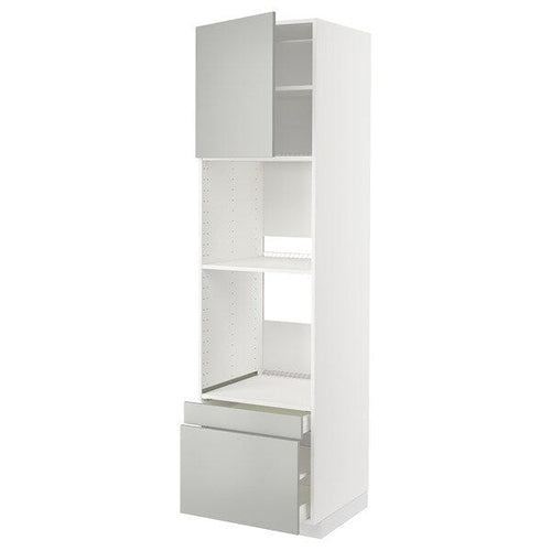 METOD / MAXIMERA hi cab f ov/combi ov w dr/2 drwrs, white/Havstorp light grey, 60x60x220 cm