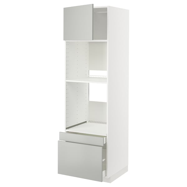 METOD / MAXIMERA hi cab f ov/combi ov w dr/2 drwrs, white/Havstorp light grey, 60x60x200 cm