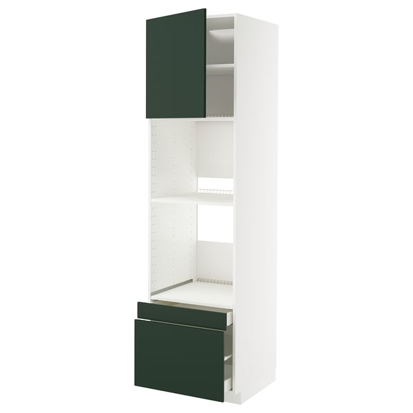 METOD / MAXIMERA - METOD / MAXIMERA Hi cab f ov/combi ov w dr/2 drwrs, white/Havstorp deep green, 60x60x220 cm