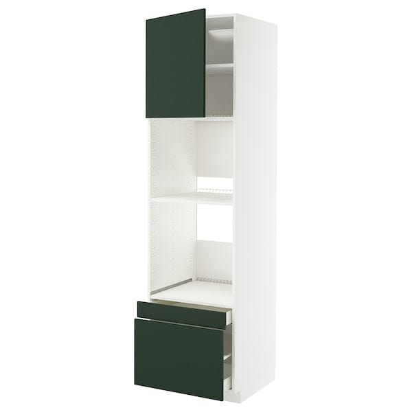 METOD / MAXIMERA - Hi cab f ov/combi ov w dr/2 drwrs, white/Havstorp deep green, 60x60x220 cm